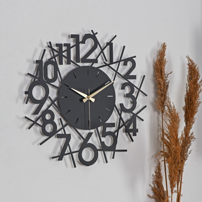 Wallity Reloj de Pared Decorativo de Metal Negro